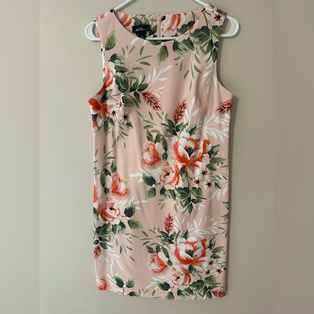 Alyx Dress with Floral Design in Peach and Green